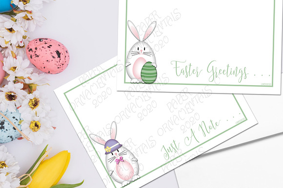 Flat Note Card, White Easter Bunny in Objects - product preview 4