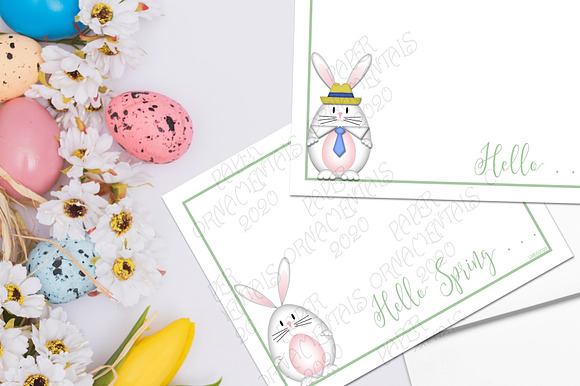 Flat Note Card, White Easter Bunny in Objects - product preview 5