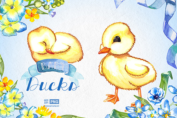 Baby Duck baby shower clip art in Illustrations - product preview 3