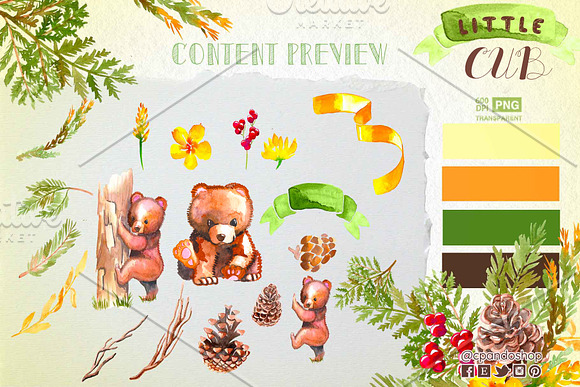 Cub Baby bear baby shower clipart in Illustrations - product preview 1