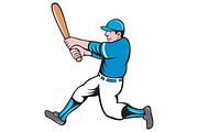 Baseball Player Batter Swinging Bat