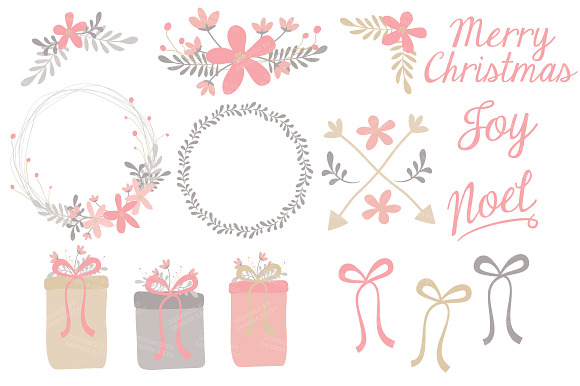 Pink Christmas Wreaths & Patterns in Illustrations - product preview 2