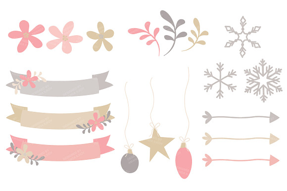 Pink Christmas Wreaths & Patterns in Illustrations - product preview 3
