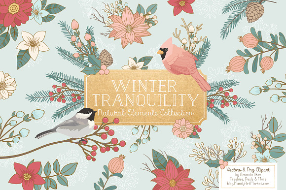 Soft Christmas Leaves and Branches in Illustrations - product preview 1