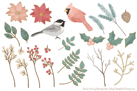 Soft Christmas Leaves and Branches in Illustrations - product preview 3