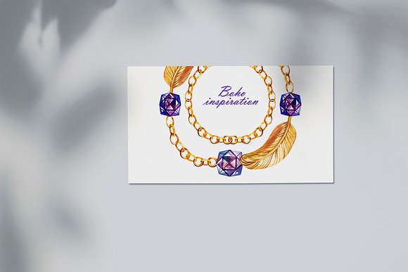 Watercolor gold chain wreaths in Illustrations - product preview 3