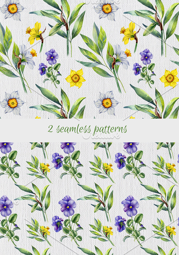 Watercolor spring flowers set in Illustrations - product preview 4