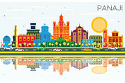 Panaji India City Skyline with Color