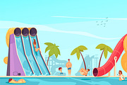 Aqua park water slides illustration