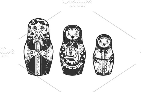 Matryoshka doll sketch vector