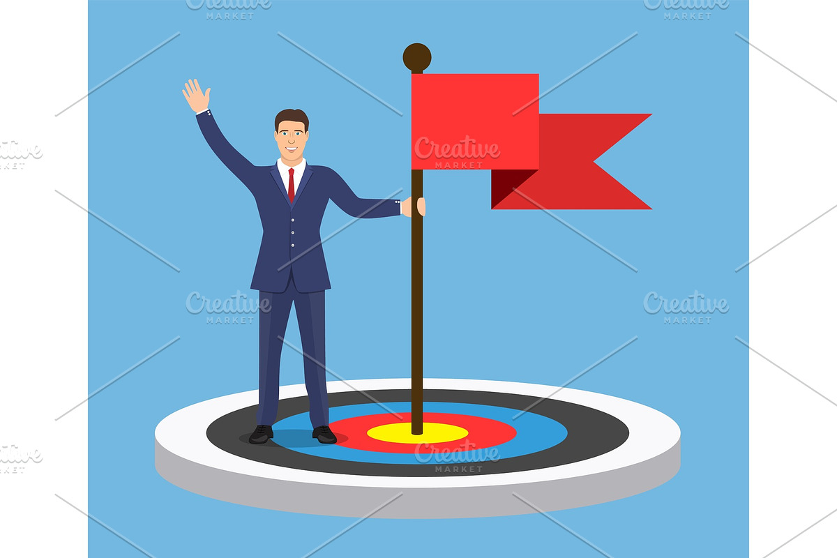 Businessman with flag standing on a in Illustrations - product preview 8