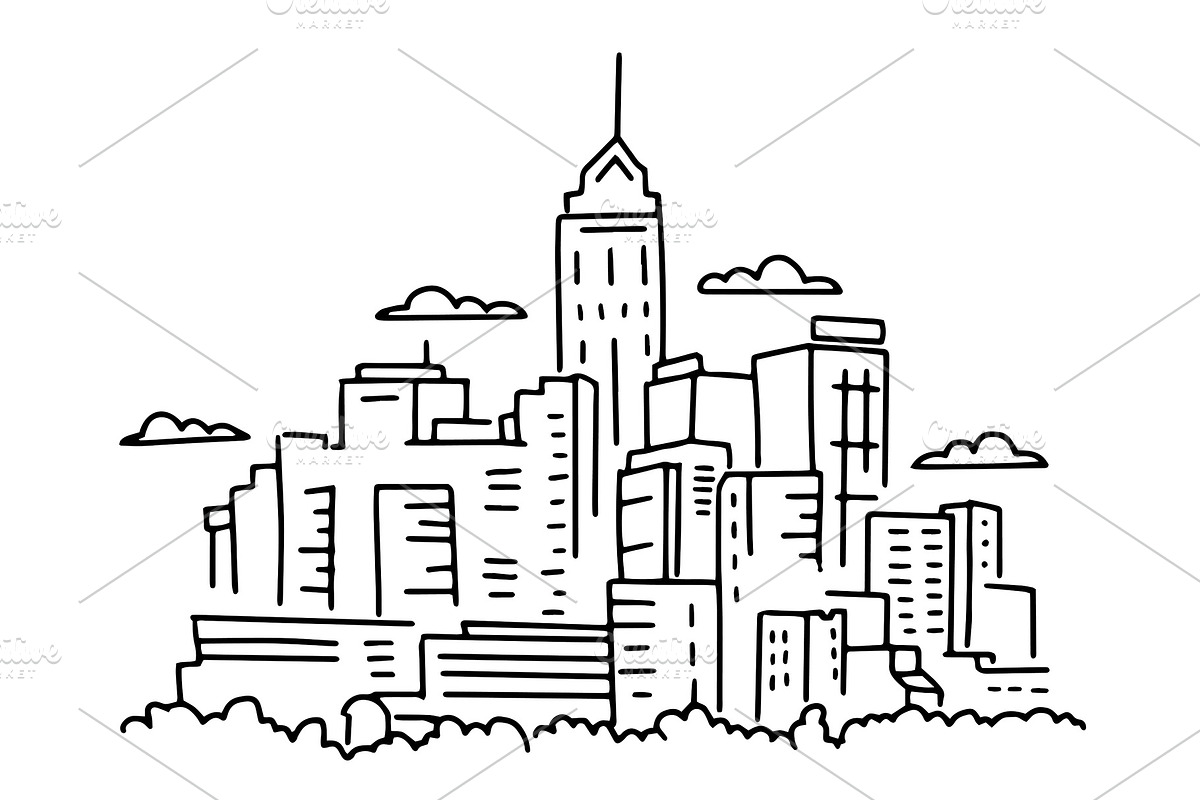 City panorama simple sketch in Illustrations - product preview 8