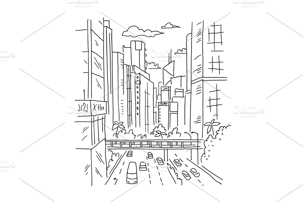 City sketch. Building architecture in Illustrations - product preview 8