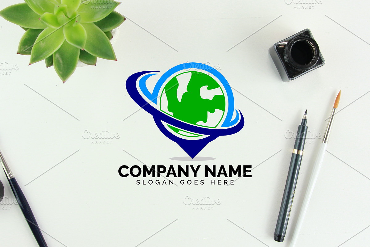 globe swoosh logo in Logo Templates - product preview 8