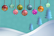 Greeting card of hanging christmast