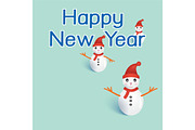 Three snowmans with happy new year