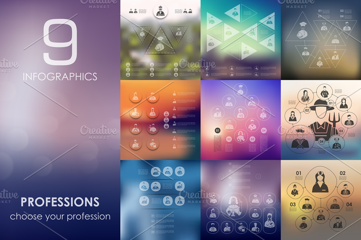 9 professions infographics in Presentation Templates - product preview 8