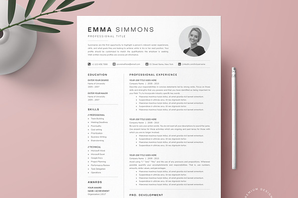 Compact One Page Resume Template Kit