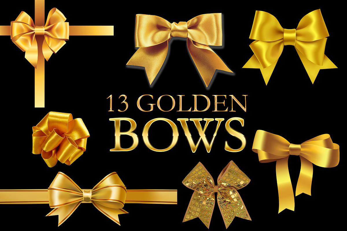 13 Golden Bow clipart, Deco Bows in Objects - product preview 8