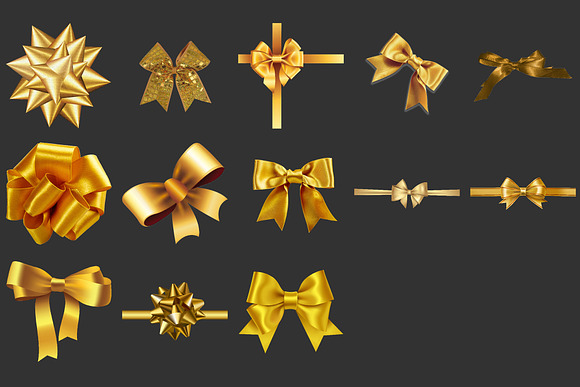 13 Golden Bow clipart, Deco Bows in Objects - product preview 1