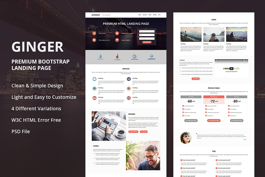 GINGER - Premium Html Landing Page in Bootstrap Themes - product preview 8