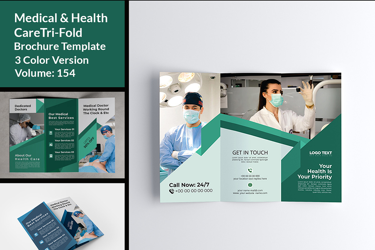 Medical Healthcare Trifold Brochure in Brochure Templates - product preview 8