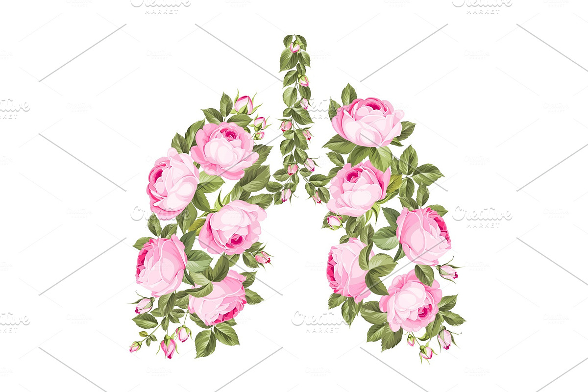Pink roses in form of human lungs. in Illustrations - product preview 8