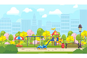 Vector of bright playground in city