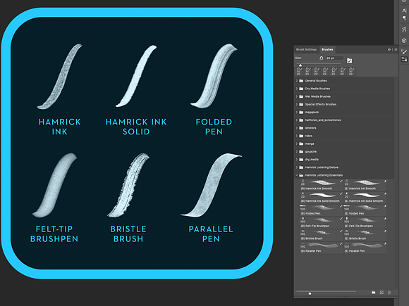 PS Lettering Brushes (Essentials) in Add-Ons - product preview 2
