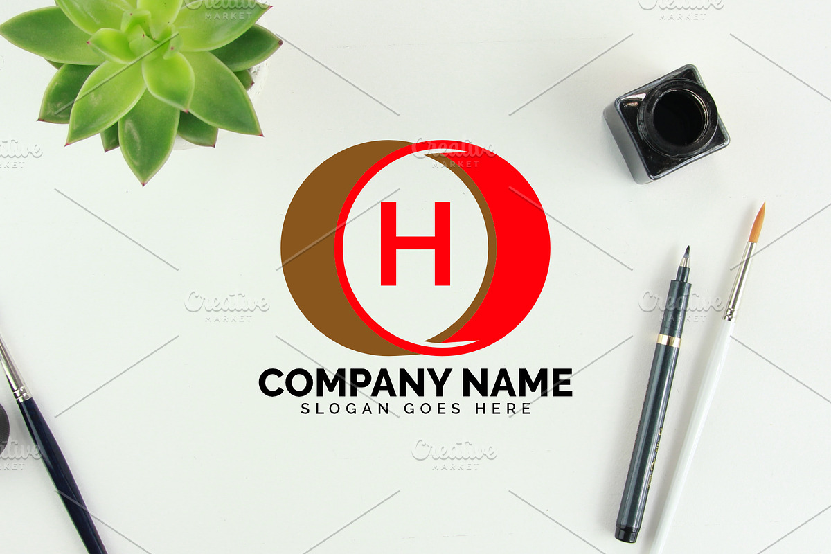 h letter circle logo in Logo Templates - product preview 8