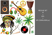 Reggae set vector illustration