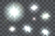 Set of nine vector lens flares beams