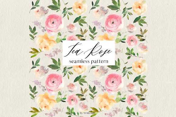 Tea Rose Watercolor Floral Clipart in Illustrations - product preview 4
