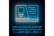 Business card neon light icon