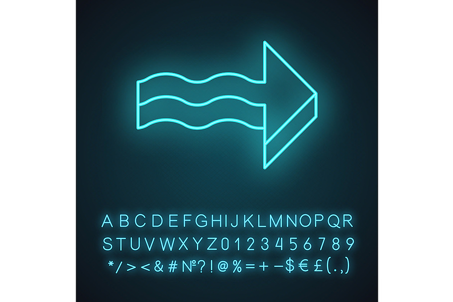 3d wavy arrow neon light icon in Icons - product preview 8
