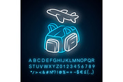 Flight, travelling bag icon