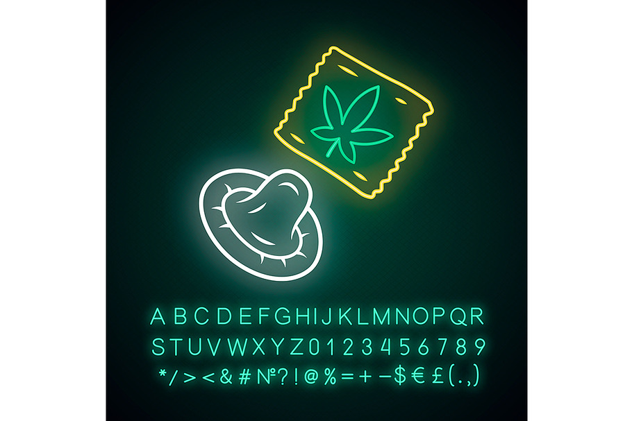CBD condom neon light icon in Icons - product preview 8