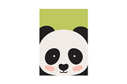 Round Panda`s Face Isolated on Green