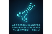 Scissors neon light icon