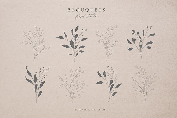 Botanical leaves - sketched florals in Illustrations - product preview 5