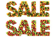 The word Sale made of fruits.
