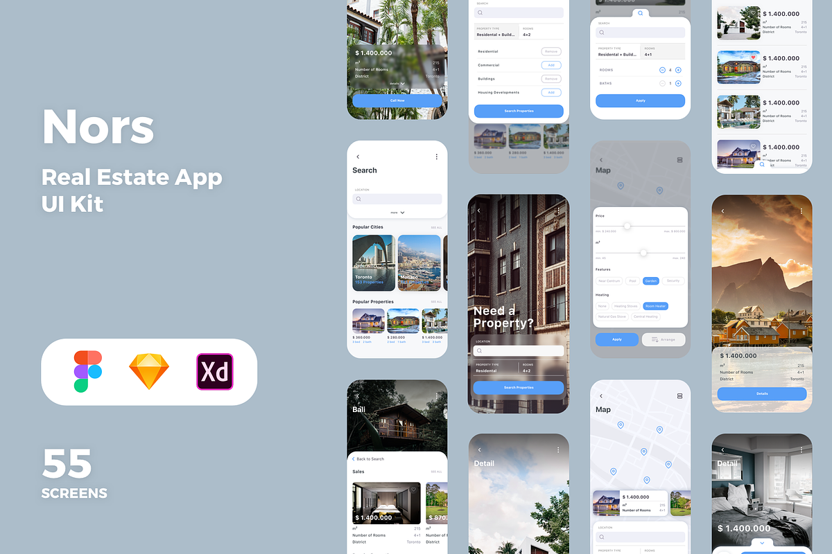 Nors Real Estate App UI Kit in UI Kits and Libraries - product preview 8