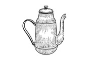 tall antique kettle sketch vector