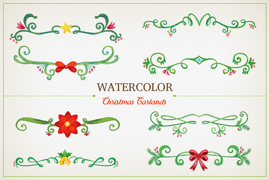 Watercolor Christmas Garlands in Illustrations - product preview 8