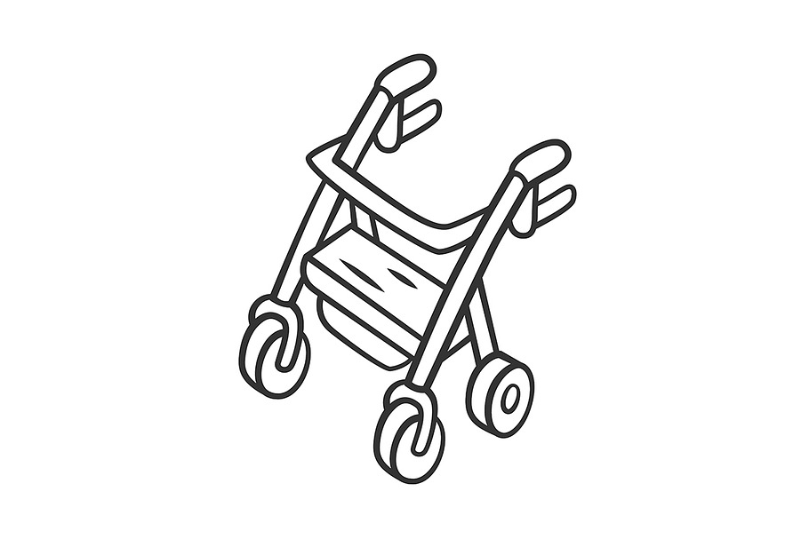 Rollator walker chalk linear icon in Icons - product preview 8