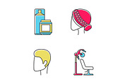 Hairdress color icons set