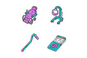 Disabled devices color icons set