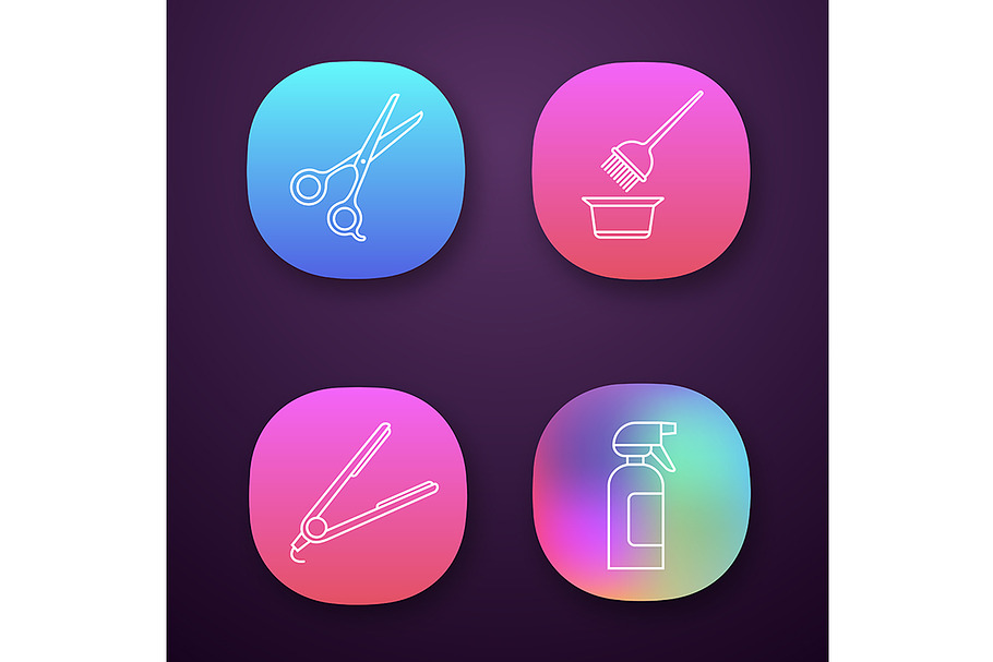 Hairdress app icons set in Icons - product preview 8