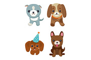 Dogs and Puppies Set Poster Vector