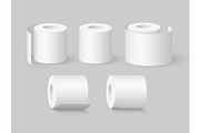 Set of realistic soft toilet paper